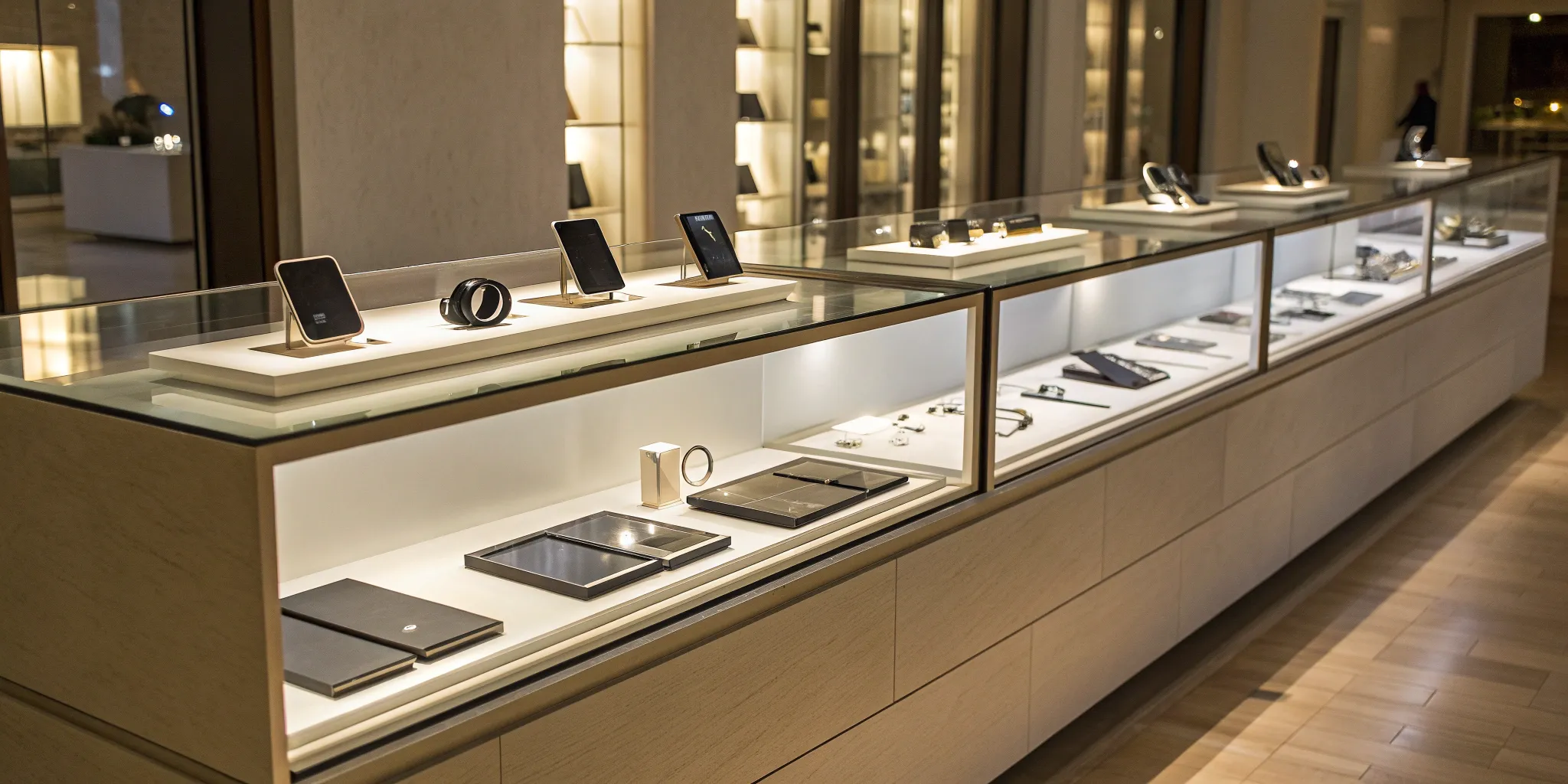 Secure retail display with anti-theft solutions for electronics and accessories.