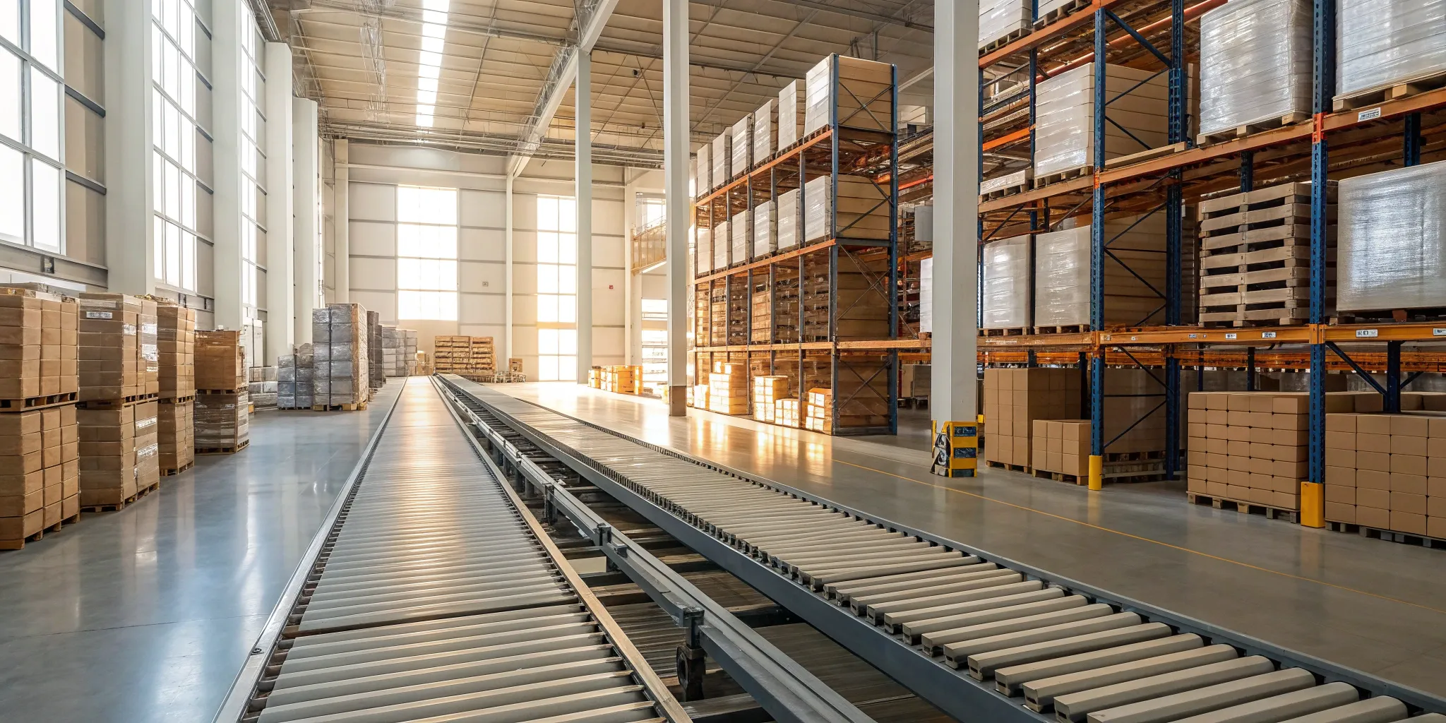 Warehouse conveyor system streamlining the reverse logistics process for retail returns.