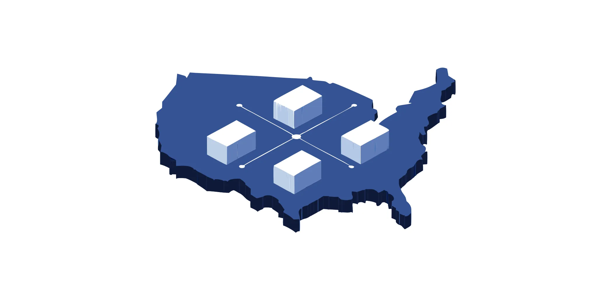 An optimized reverse logistics network for handling returns across the USA.