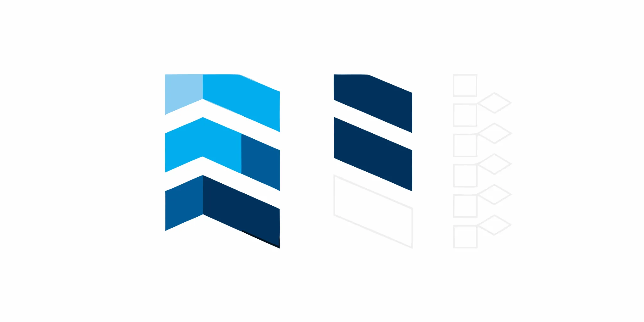 A blue chevron graphic for a guide on professional store design services.