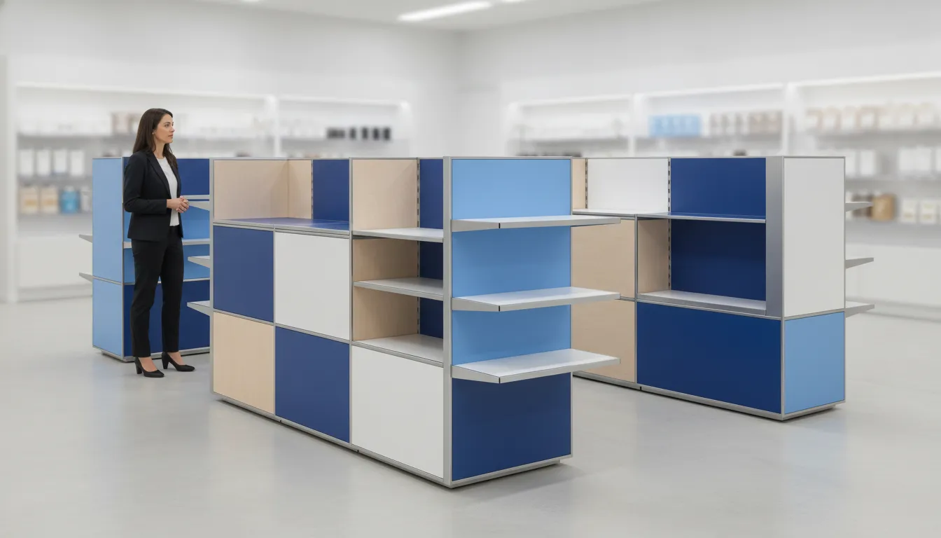 Modular temporary retail displays in a modern store
