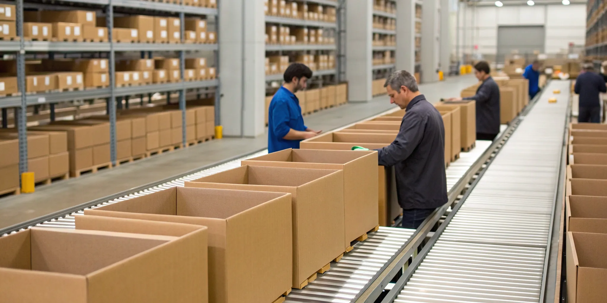 A professional team performing pack out services for a retailer's inventory.