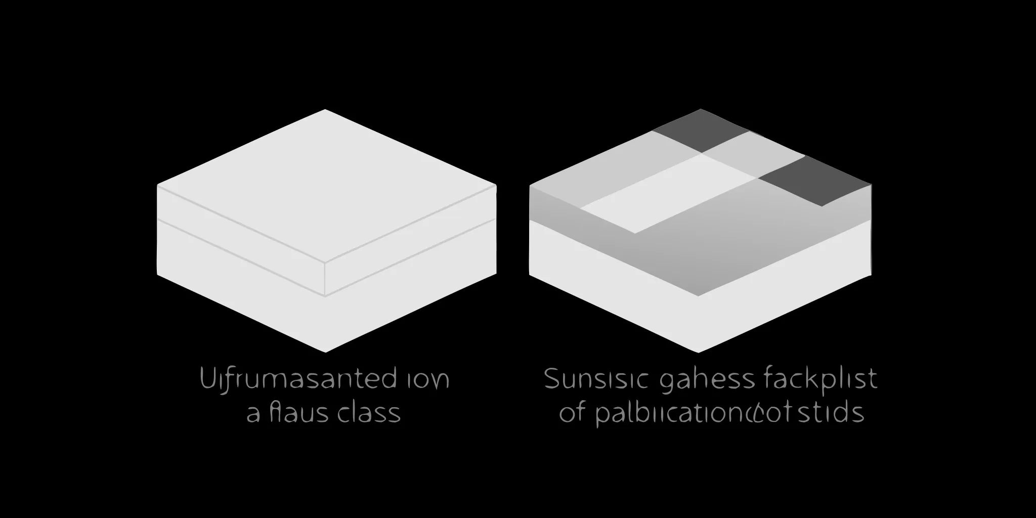 Two acrylic blocks demonstrating basic and advanced fabrication techniques for retail displays.