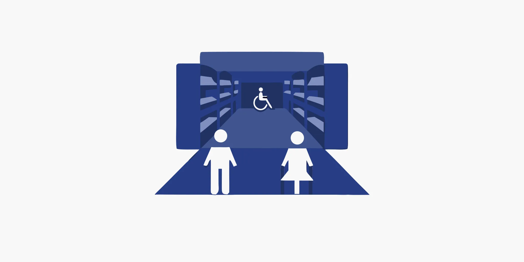 An accessible retail store aisle designed for ADA compliance, with clear pathways and signage.