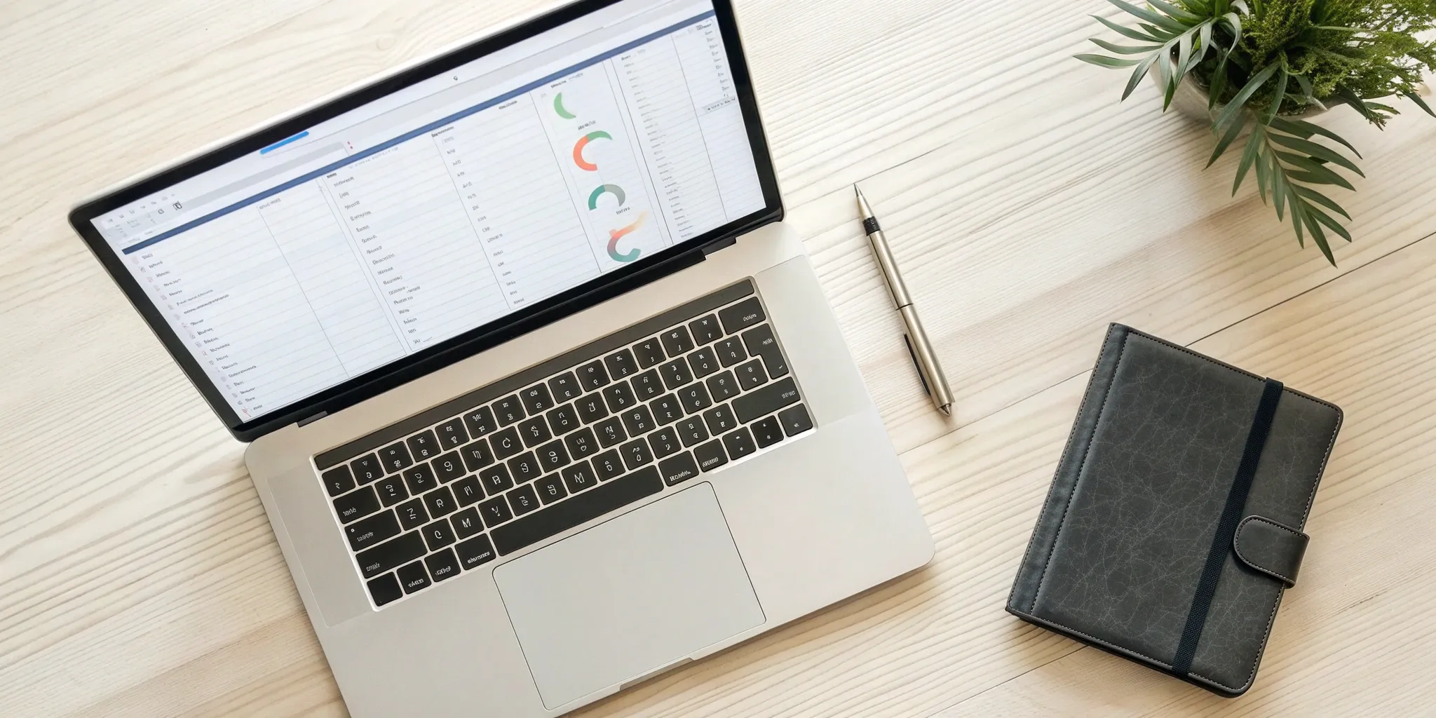 Laptop on a desk displaying a dashboard used for effective program management and tracking.