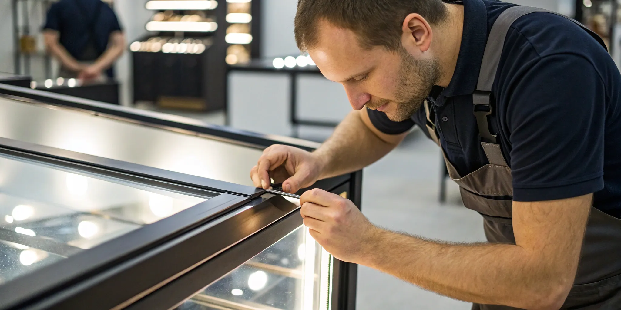 A quality control specialist inspecting a manufactured product in a factory.