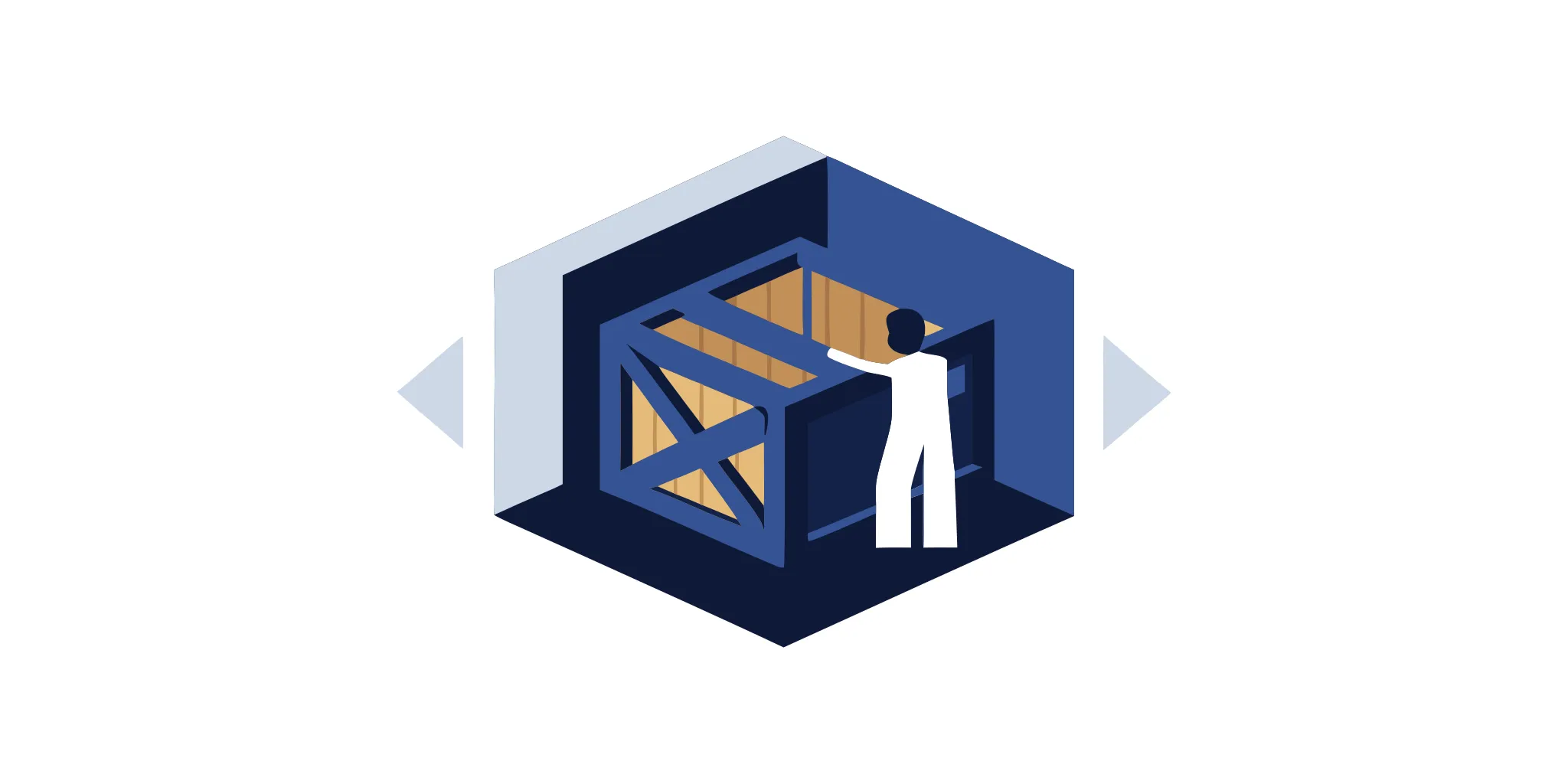 A professional in white gloves carefully handles a large package for a premium delivery and assembly service.