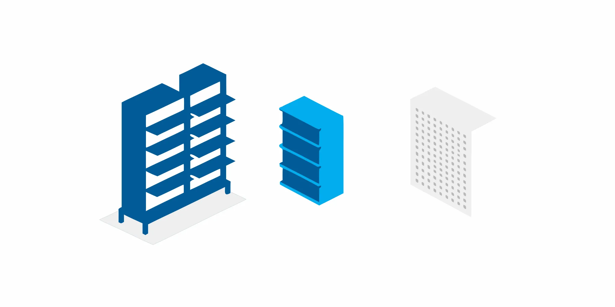 A graphic of various retail shelves to help a store owner choose the right type.