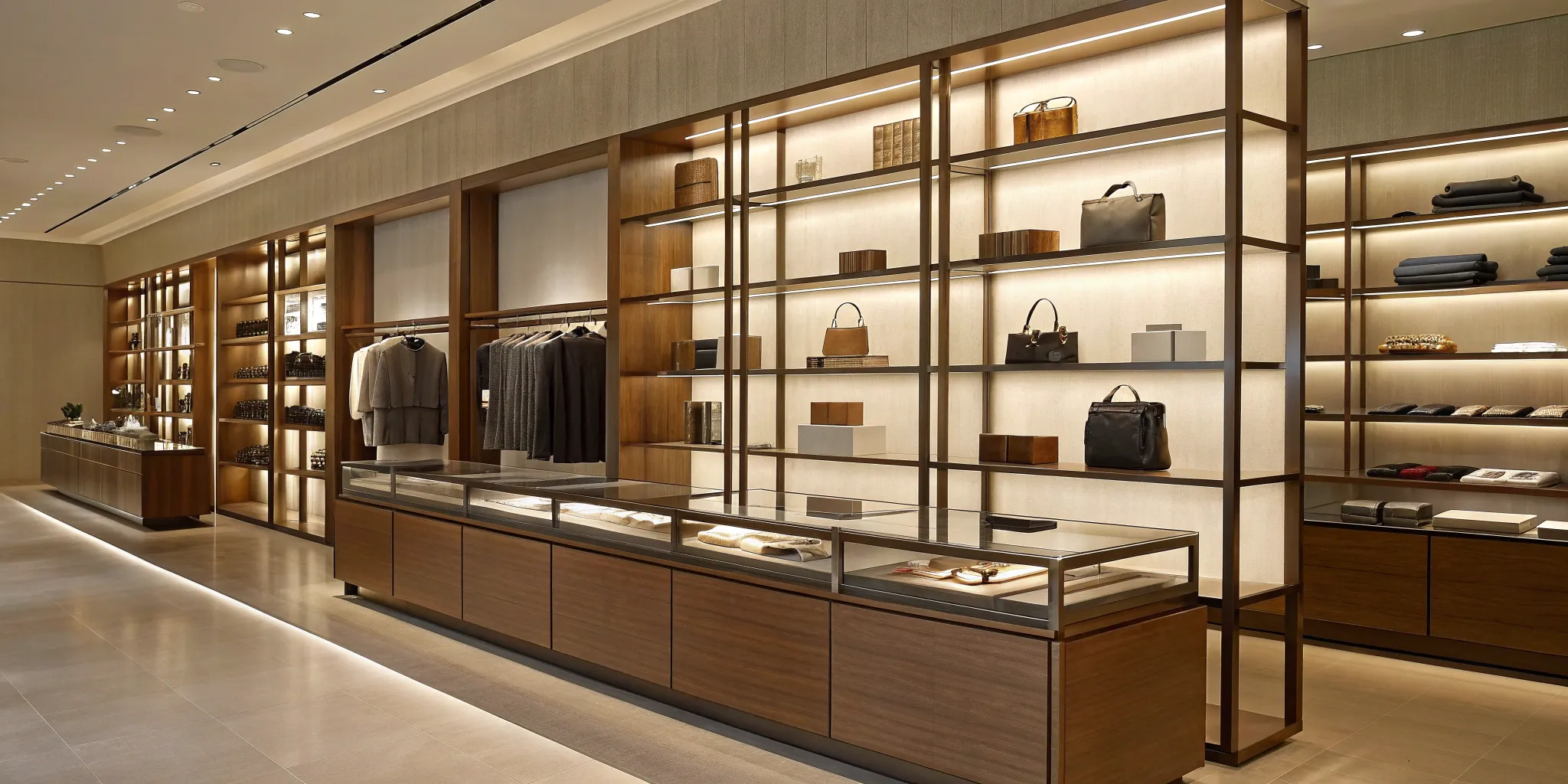 Custom retail shelving systems maximize store space and enhance product visibility.