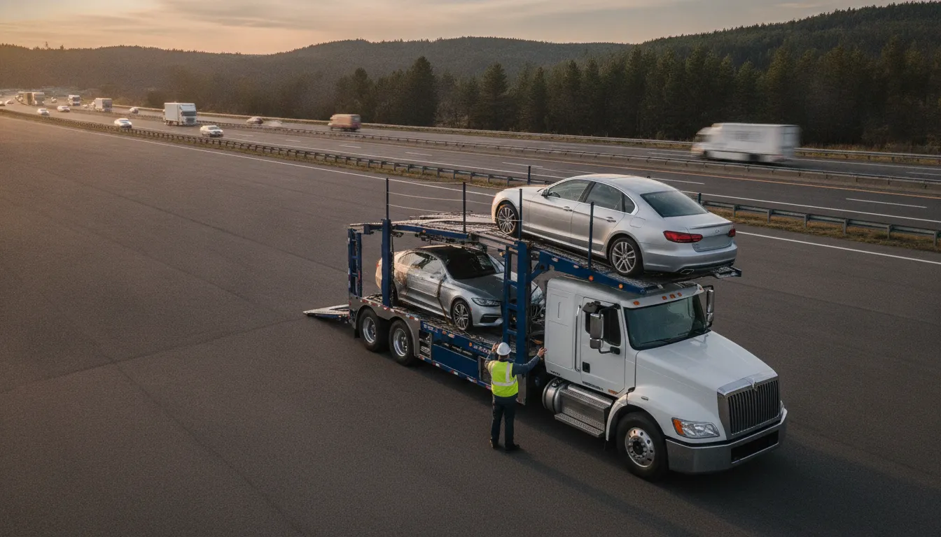 Dispatcher coordinating expedited auto transport pickup with a car carrier