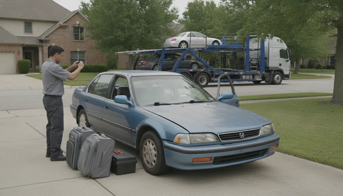 Preparing a non-running car for vehicle transport pickup