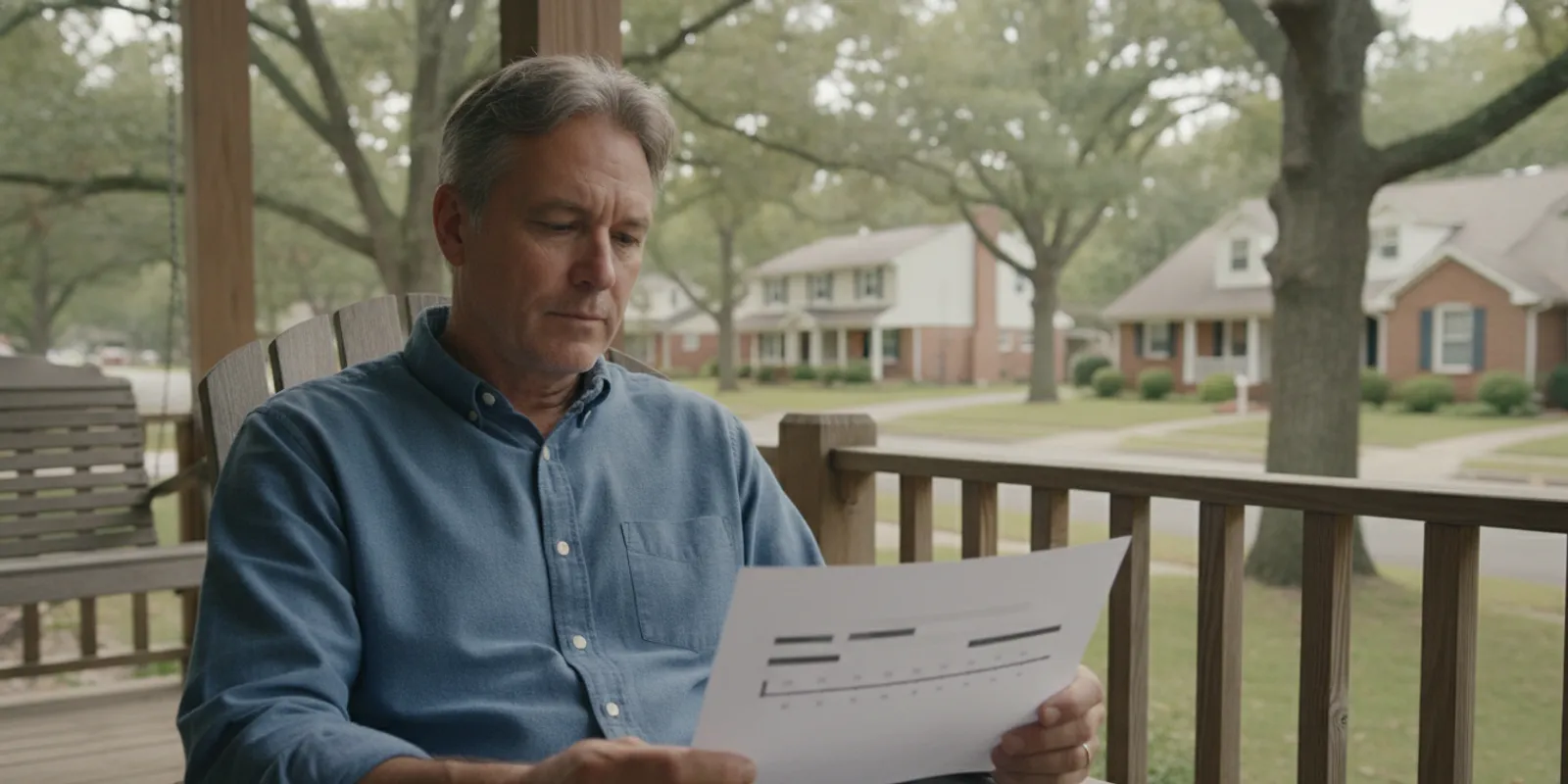 Homeowner reviewing a selling timeline outside a Michigan suburban home