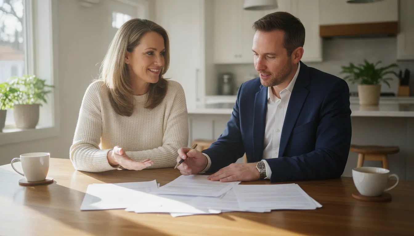 Michigan homeowner reviewing cash closing paperwork with a professional