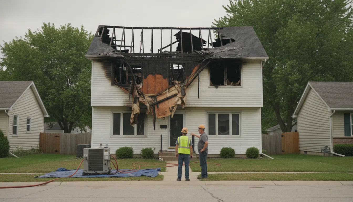 Fire-damaged Michigan home reviewed safely from outside after a house fire