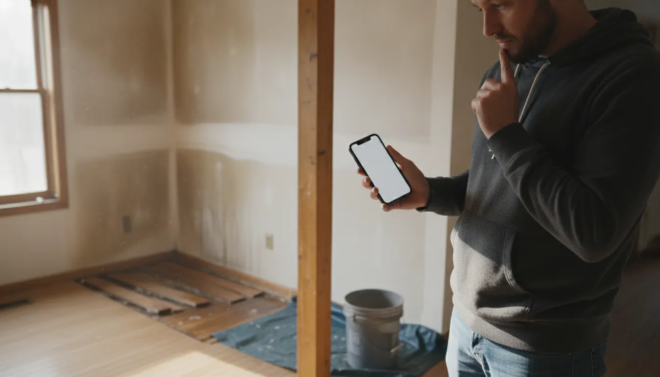 Michigan homeowner documenting a water-damaged house