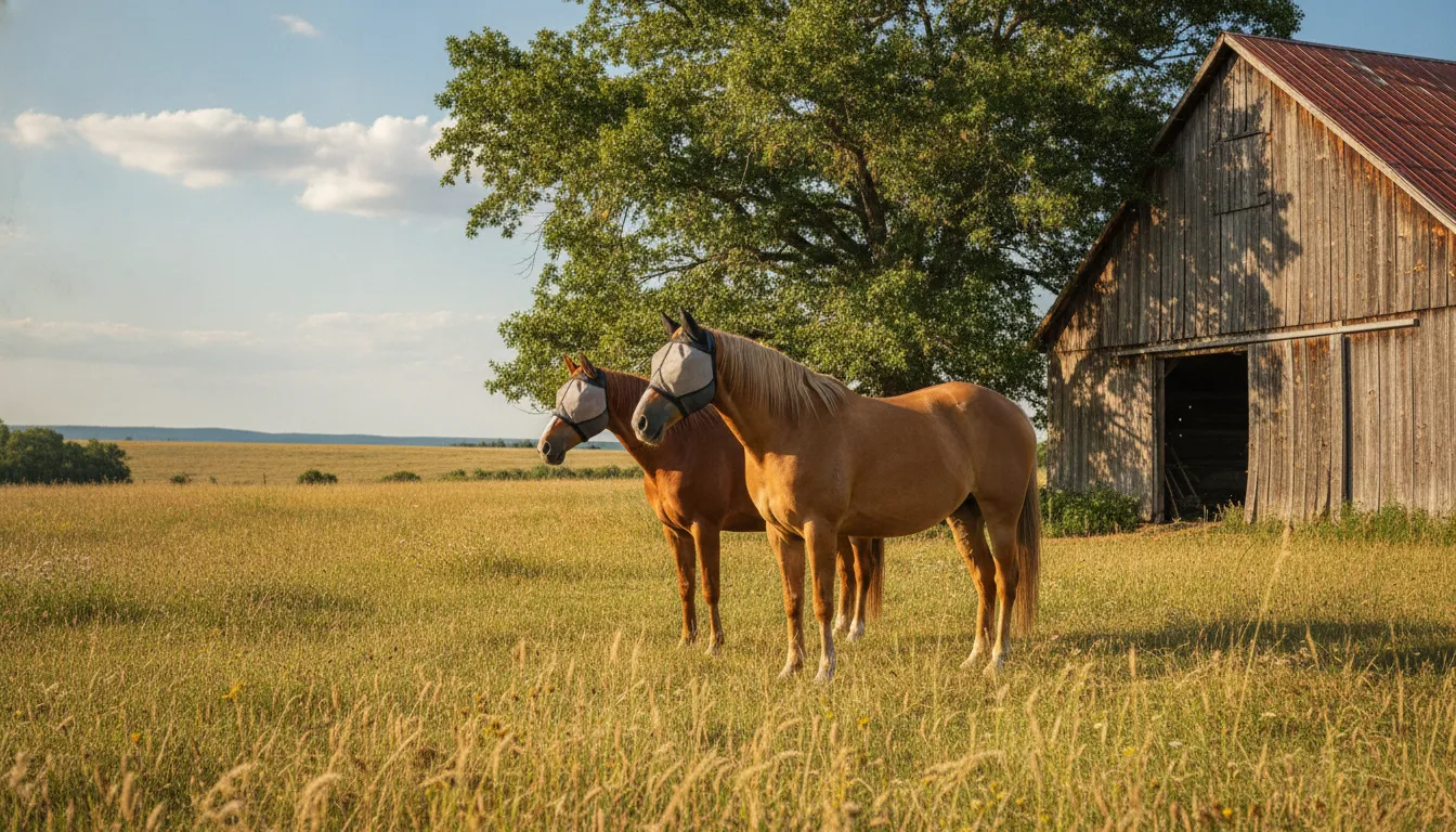 Comparison of horse fly mask coverage with ears and without ears