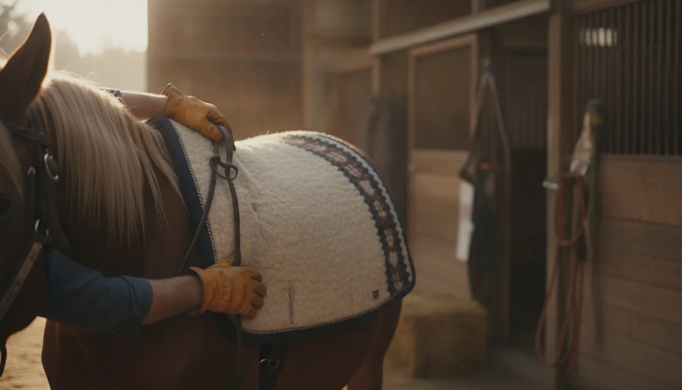 Western saddle pad positioned correctly under a saddle on a horse