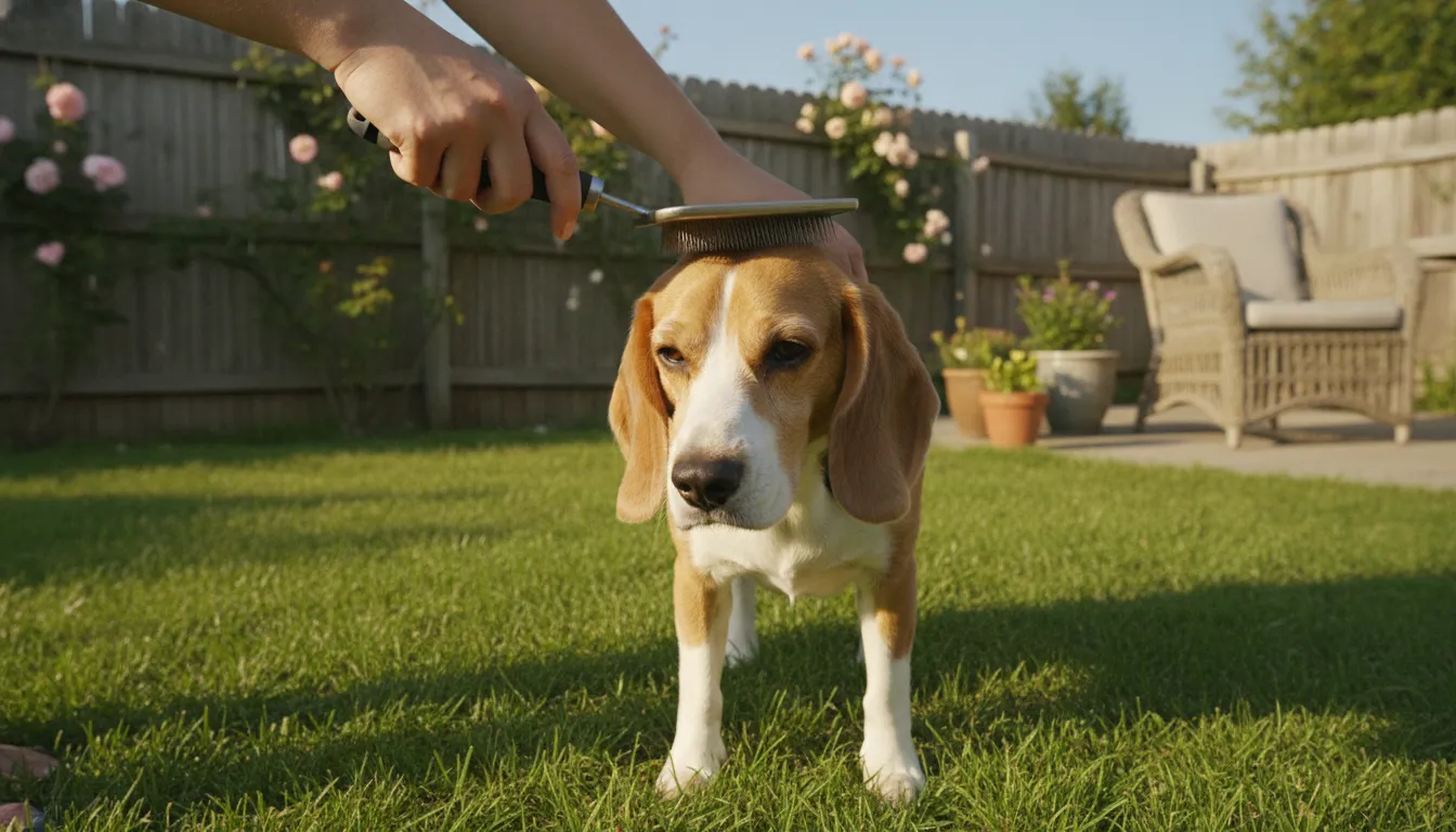 Dog receiving gentle grooming care for sensitive skin