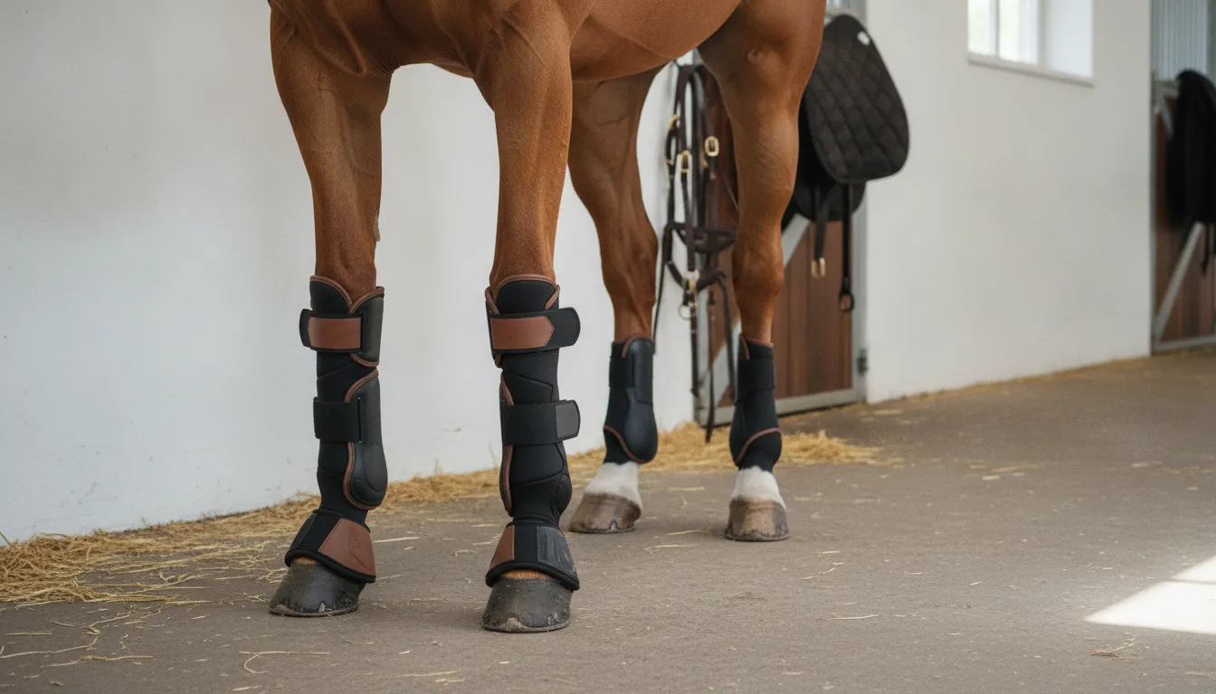 Splint boots for horses fitted on a horse lower leg
