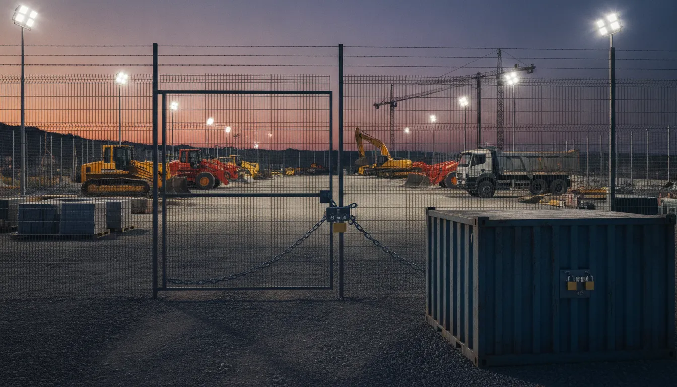Locked steel storage container supporting construction site theft prevention