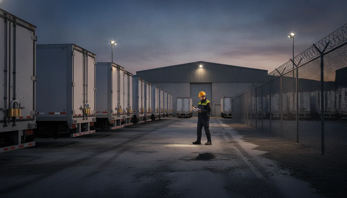 Fleet manager conducting a lock security audit across trailers and equipment