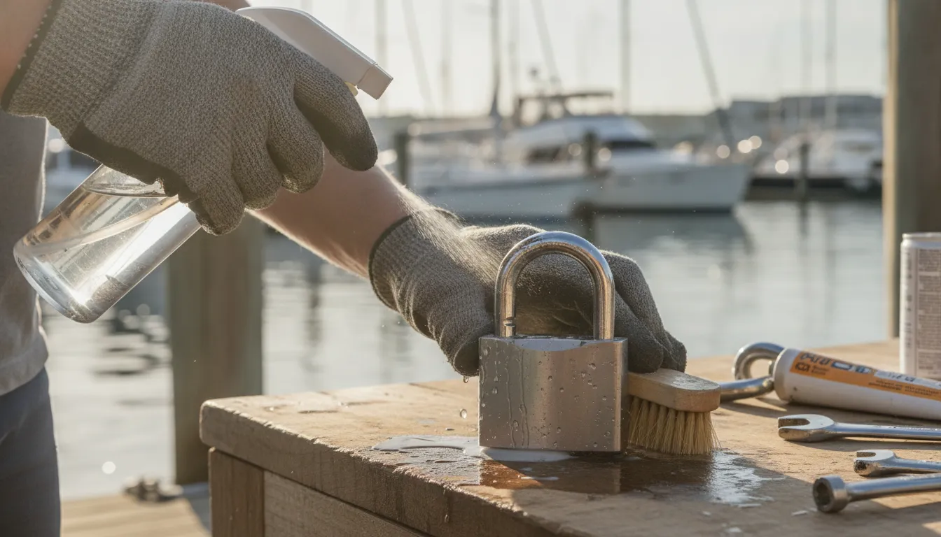 Maintaining a marine grade padlock after saltwater exposure