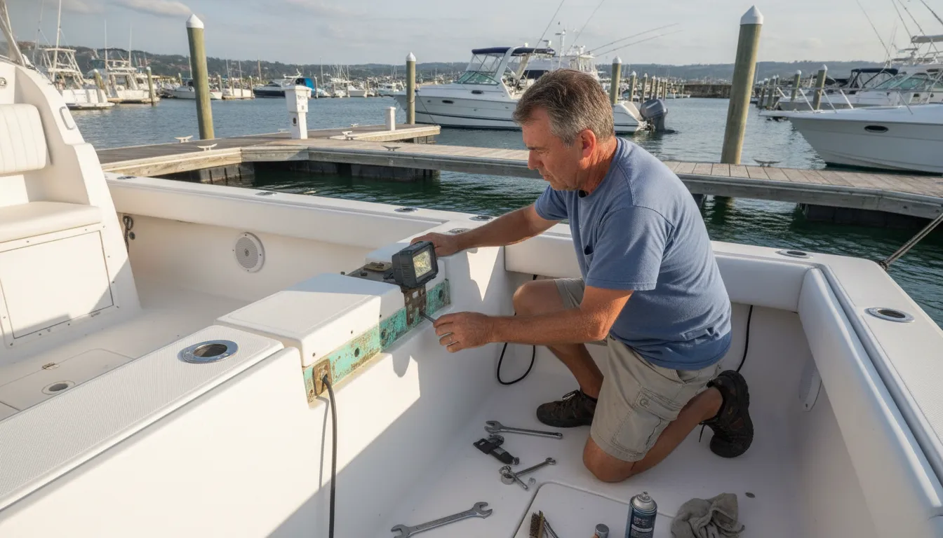 cleaning an outboard motor lock after saltwater use