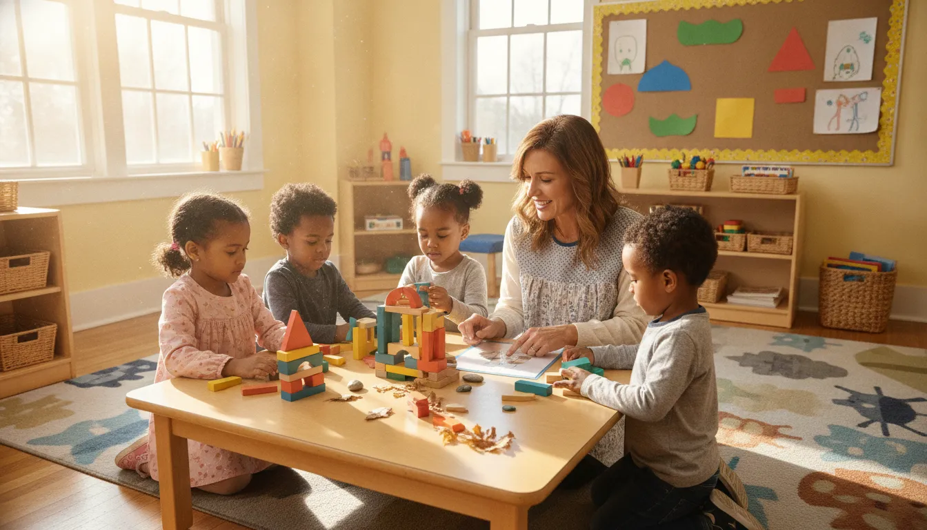 Children exploring hands-on learning at one of the preschools in East Hanover NJ