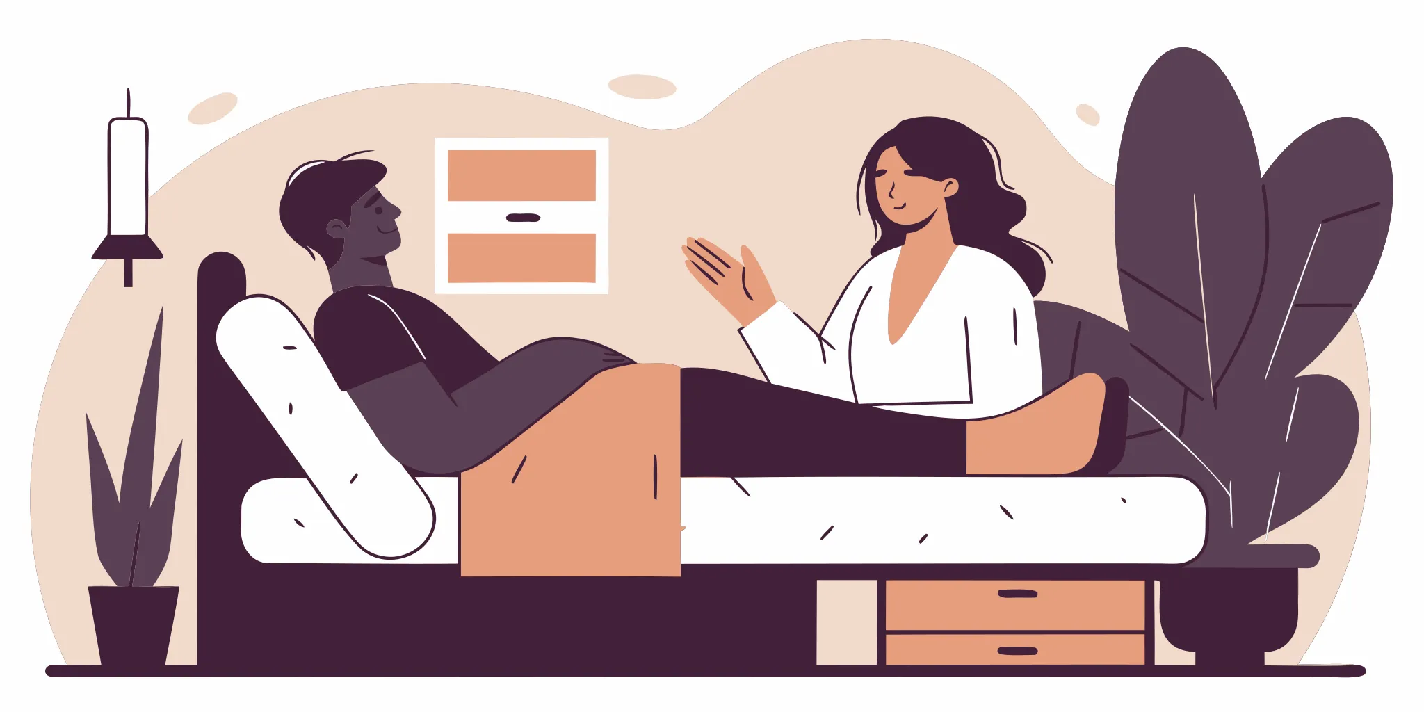 A patient discussing sleep apnea evaluation with a clinician in a modern sleep medicine room