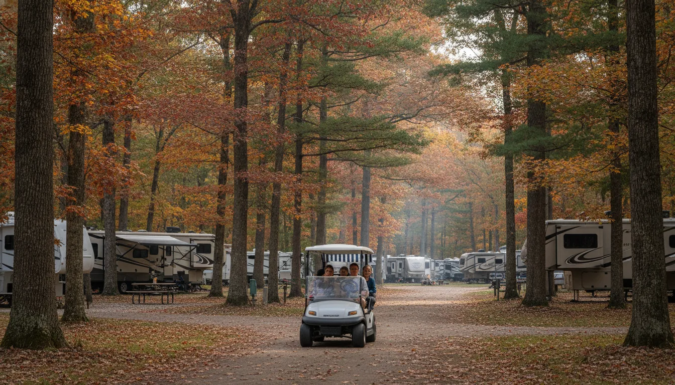Passenger golf cart for campground guest transportation