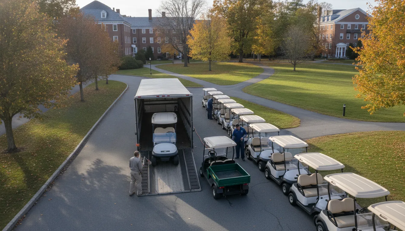 Golf cart rental delivery and service planning for a New England commercial property