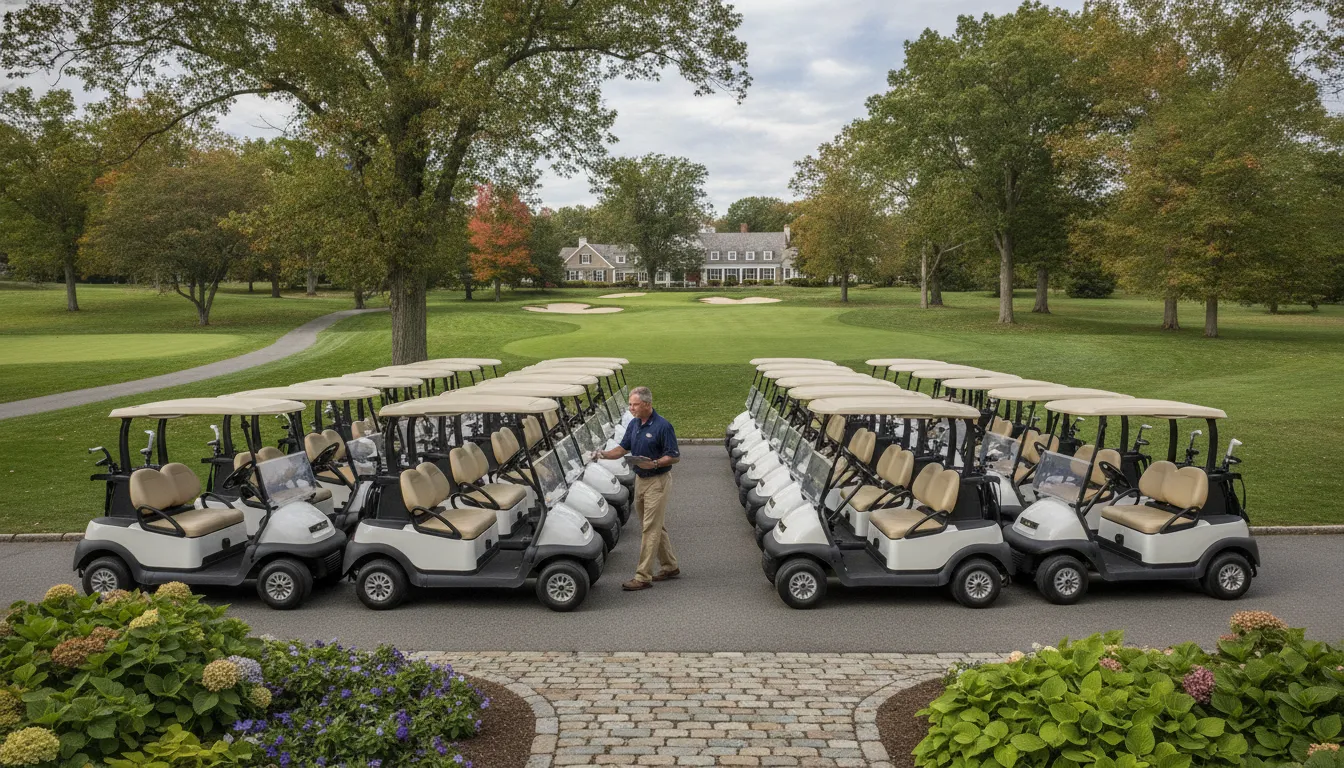 Commercial golf cart fleet at a New England property