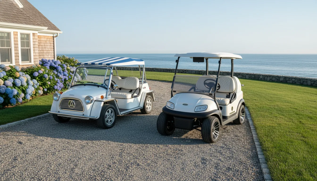 Moke and golf cart comparison for New England buyers