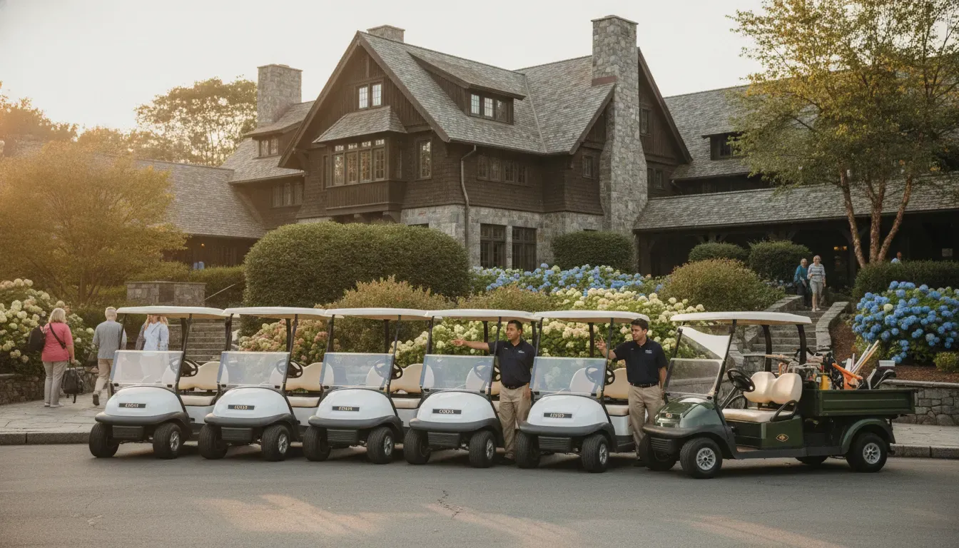Resort operations team planning a seasonal golf cart rental fleet
