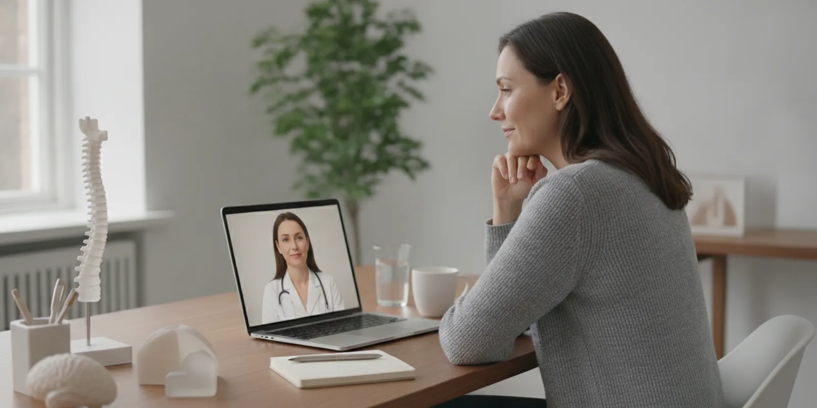 A healthcare professional reviewing educational materials with an adult patient at a desk