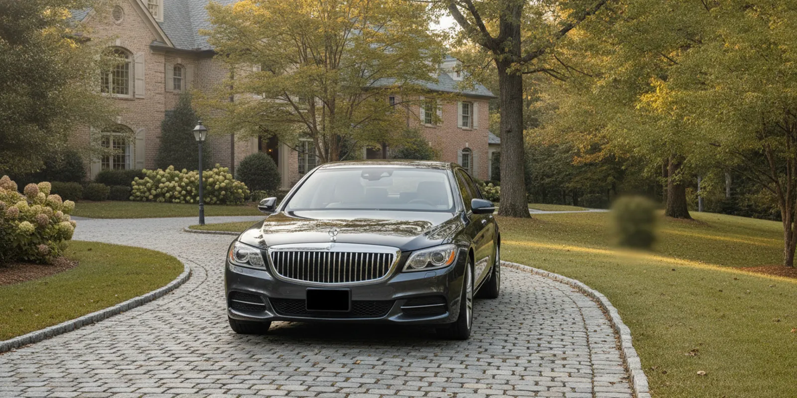Luxury car parked outside a modern home, ready for a drive