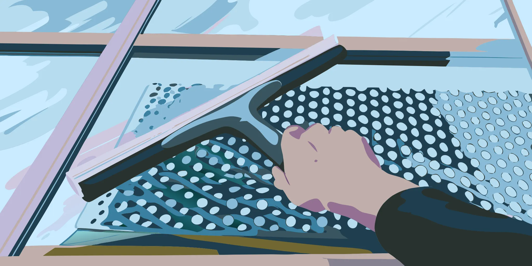Professional installer applying storefront window graphics