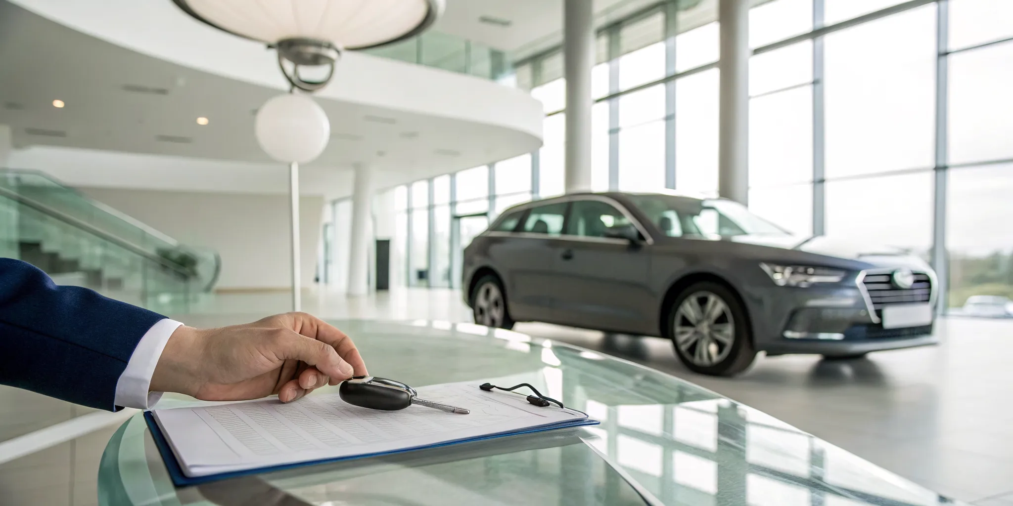 Car keys and financing documents for a no money down car loan.