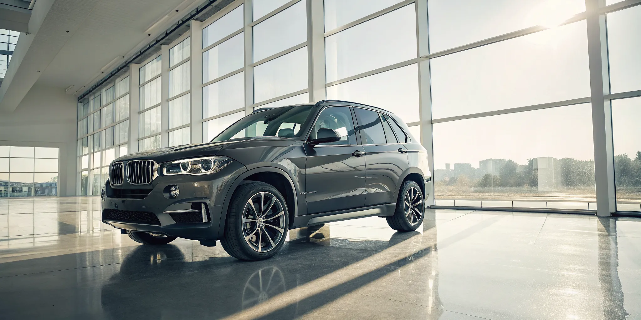 A used BMW X5 in a showroom, ready for inspection before you buy.