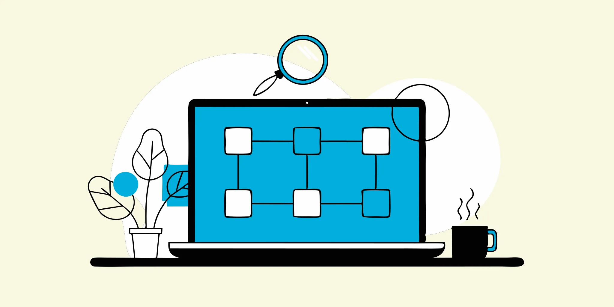 Software testing flowchart on a laptop.