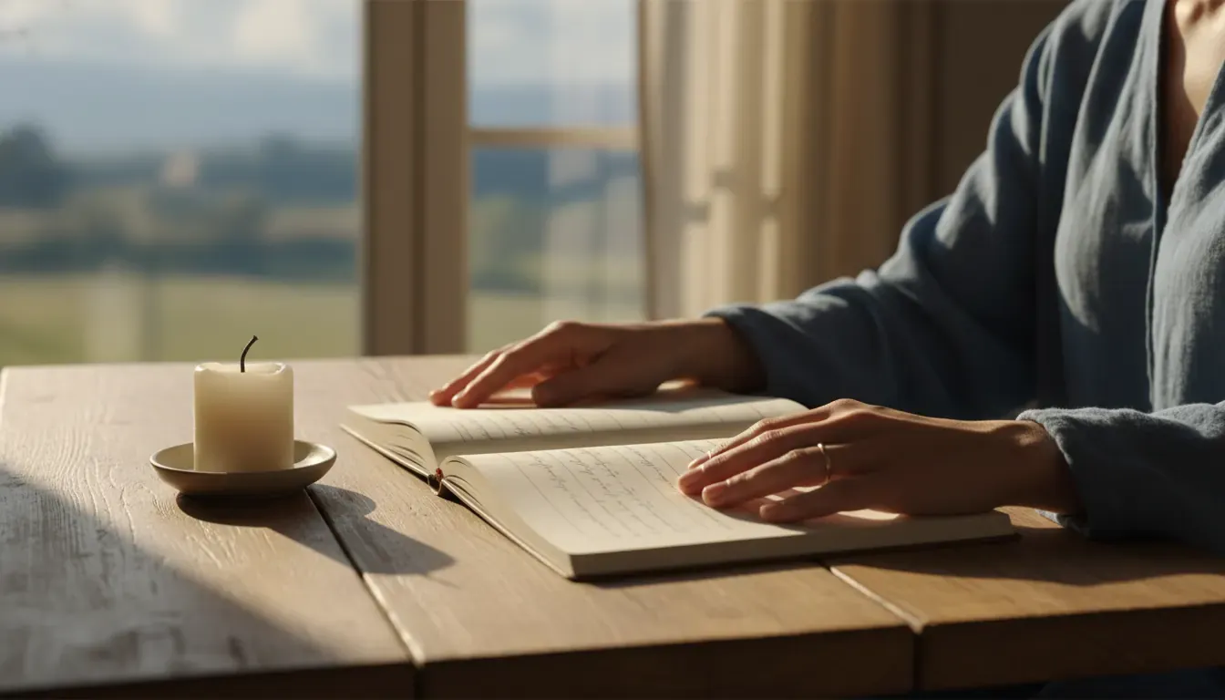 Journal and candle for a gentle religious trauma vs spiritual awakening discernment practice