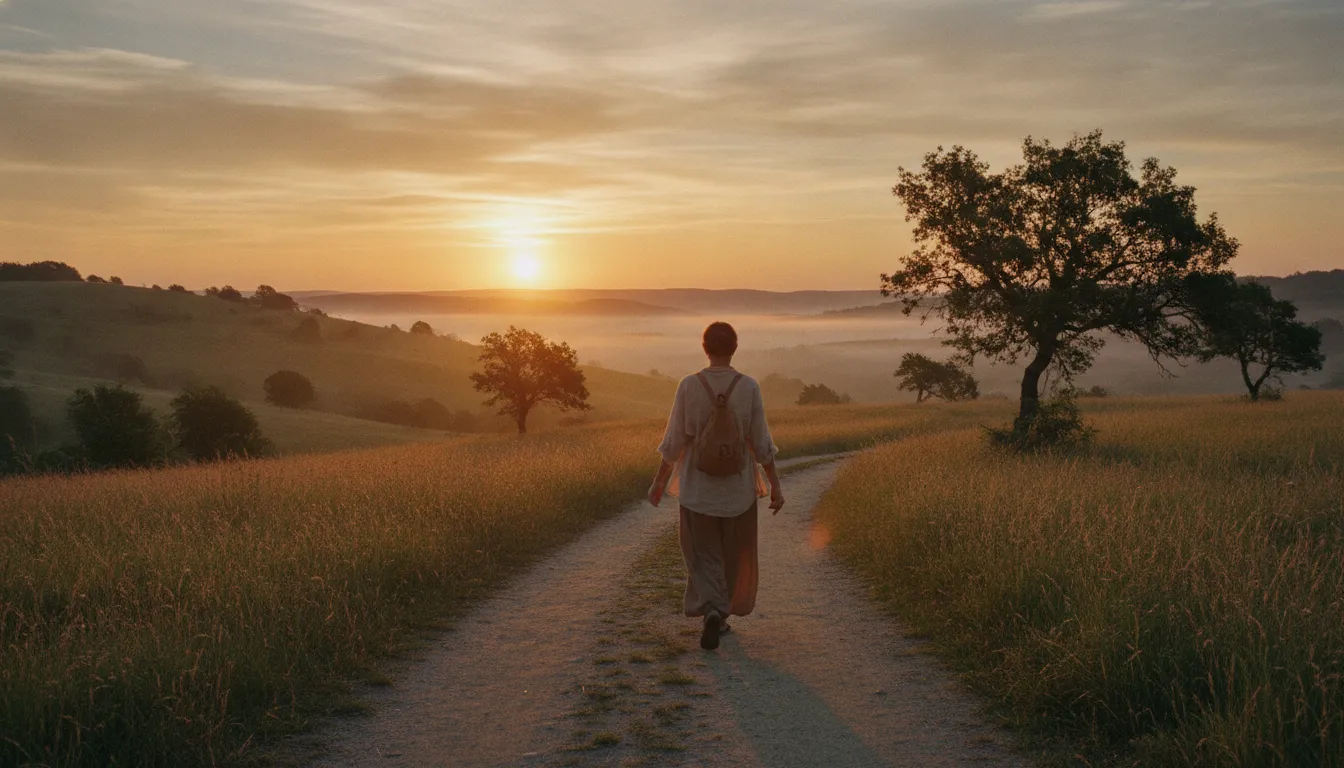 Person walking toward golden light while learning how to feel worthy of God's love