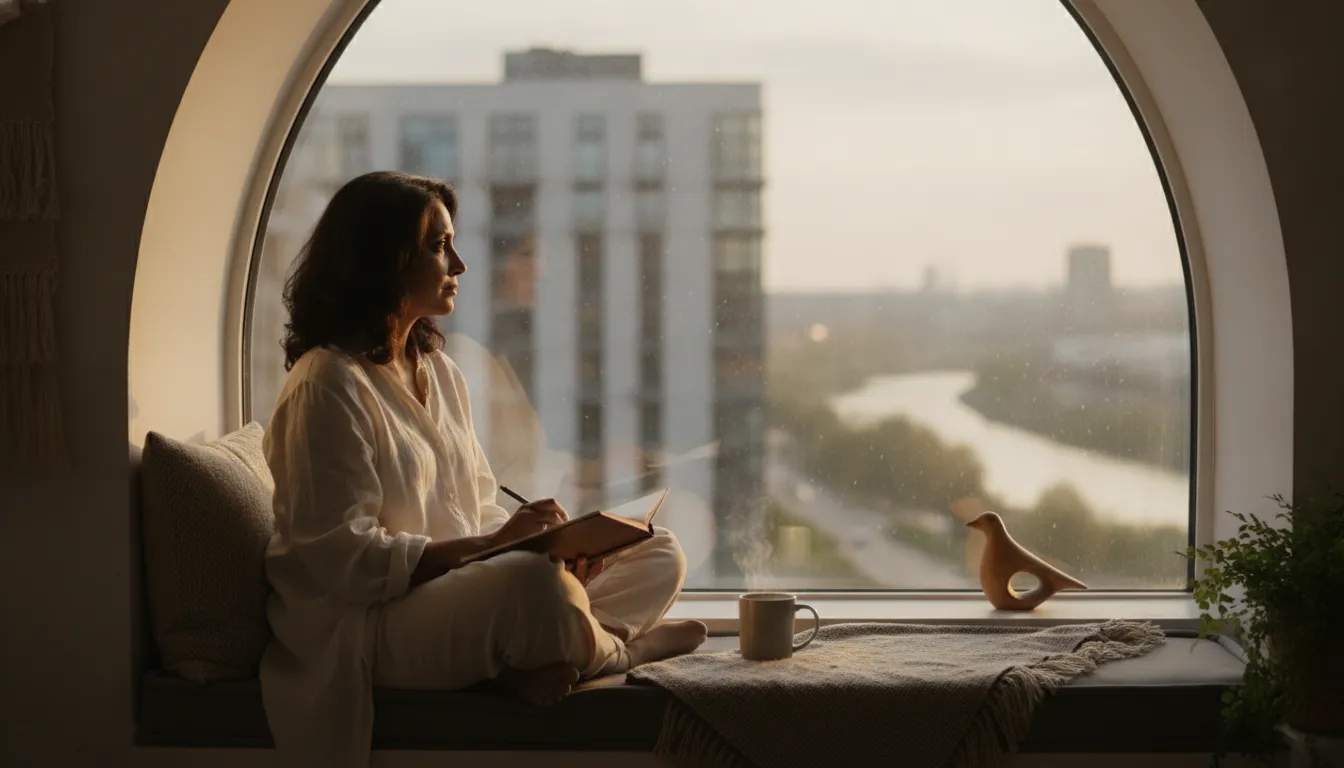Woman journaling during a quiet spiritual healing practice