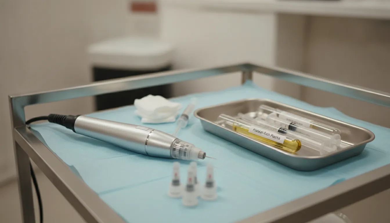 Sterile microneedling and PRP treatment setup for San Diego skin rejuvenation