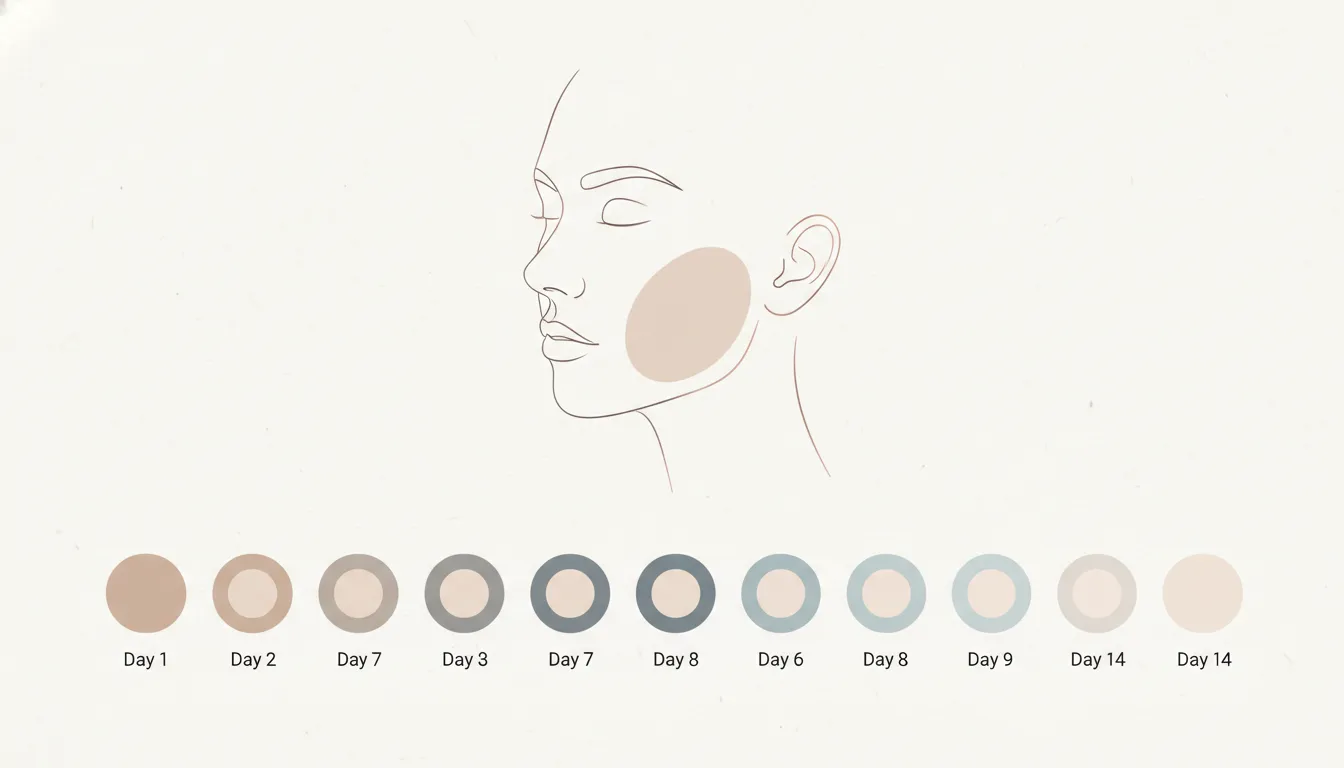 Cheek filler recovery time timeline showing swelling and settling stages