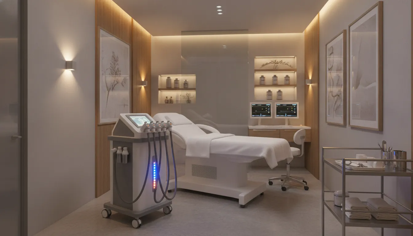 Medical aesthetic treatment room with body contouring equipment at RewindMD Encinitas clinic