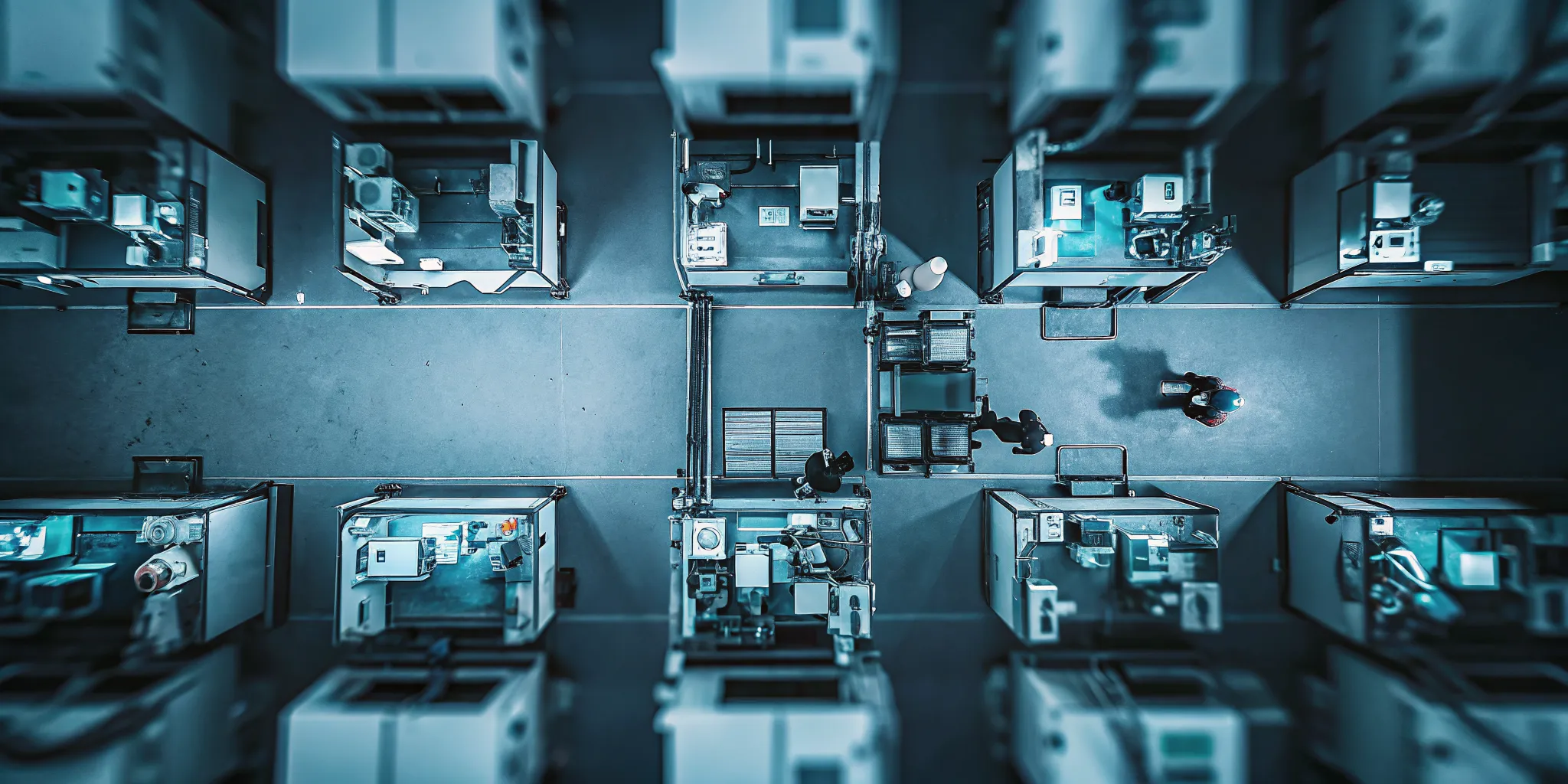 Operators coordinating custom jobs across a precision manufacturing shop floor