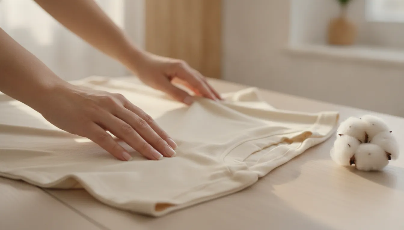 Airlume cotton t-shirt fabric and cotton fibers