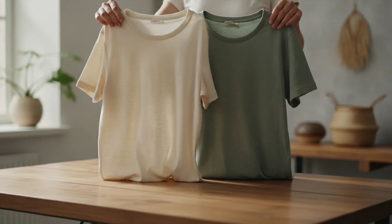 Cotton knit texture comparison for a t-shirt fabric weight guide