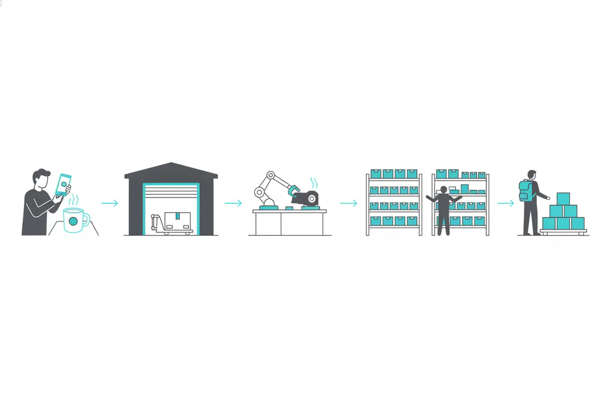 Digital pack-out workflow connecting field capture, facility receipt, production, storage, and pack-back